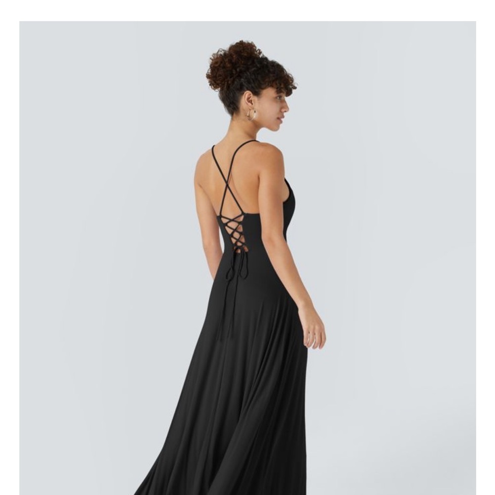 Cowl Neck Lace Up Midi Dress - Picture 2 of 5